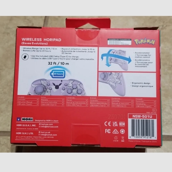 Hori Nintendo Pokemon Eevee Evolutions Wireless Horipad Controller - Picture 2 of 6